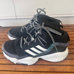 Adidas Black and White Low Top Basketball Sneakers with Cushioned Midsole